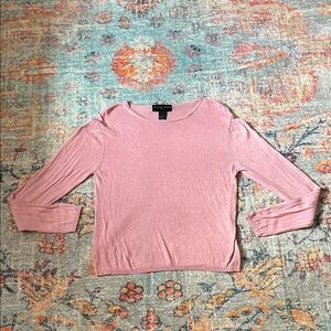 August Silk 100% Silk Light Pink Long Sleeve Top